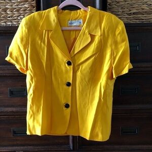 Vintage Norton McNaughton yellow short sleeve blazer in size 14
